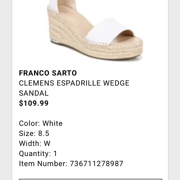 Women's Franco Sarto White Espadrille Wedges - Picture 11 of 11